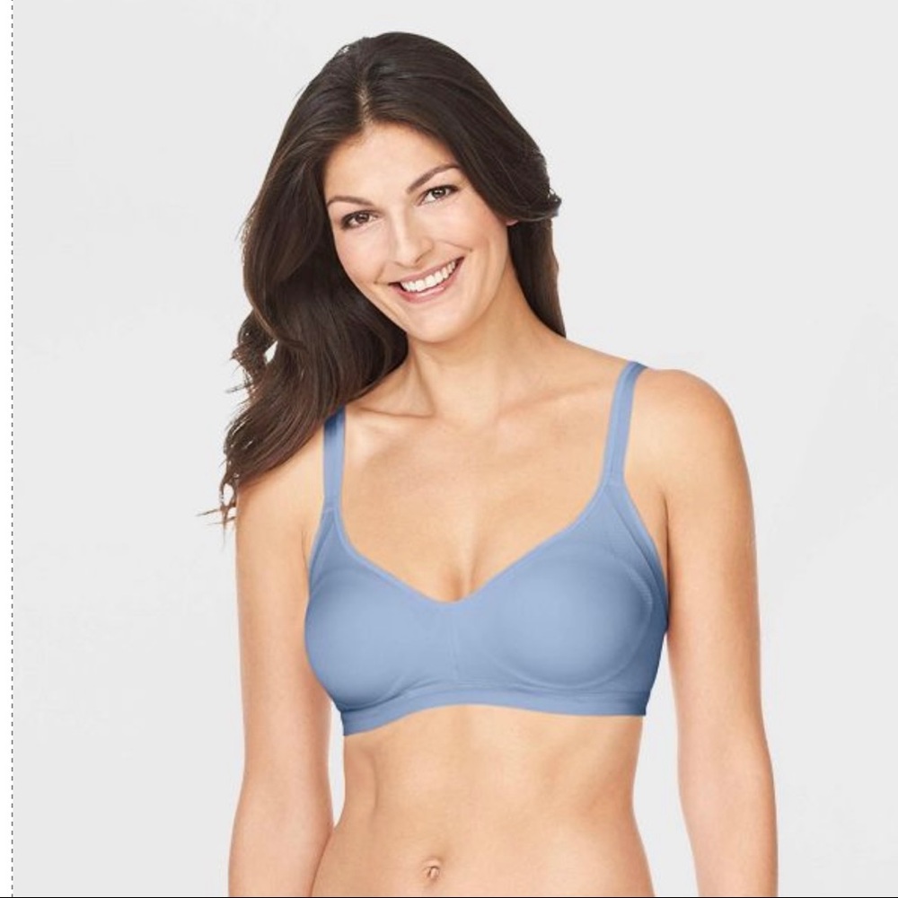 Warner's Underarm Smoothing Seamless Wireless Bra Large NEW
